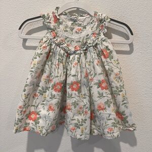 Janie And Jack Floral Ruffle Baby Dress Size 6-12 Months Delicate Dainty Fairy
